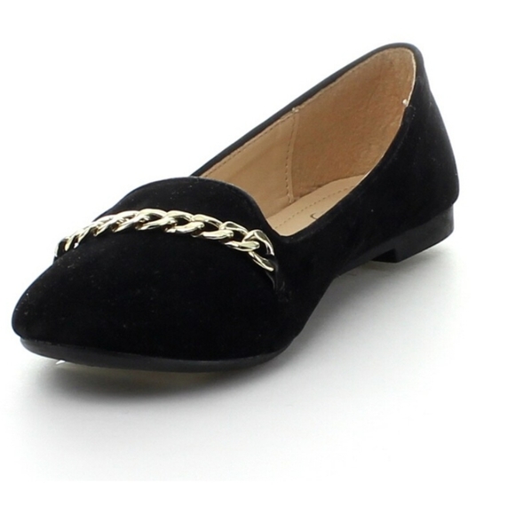 👣REFRESH❤️🧡 Stacy-02 Black Faux Suede Chain Detail🧡❤️ - Picture 2 of 13